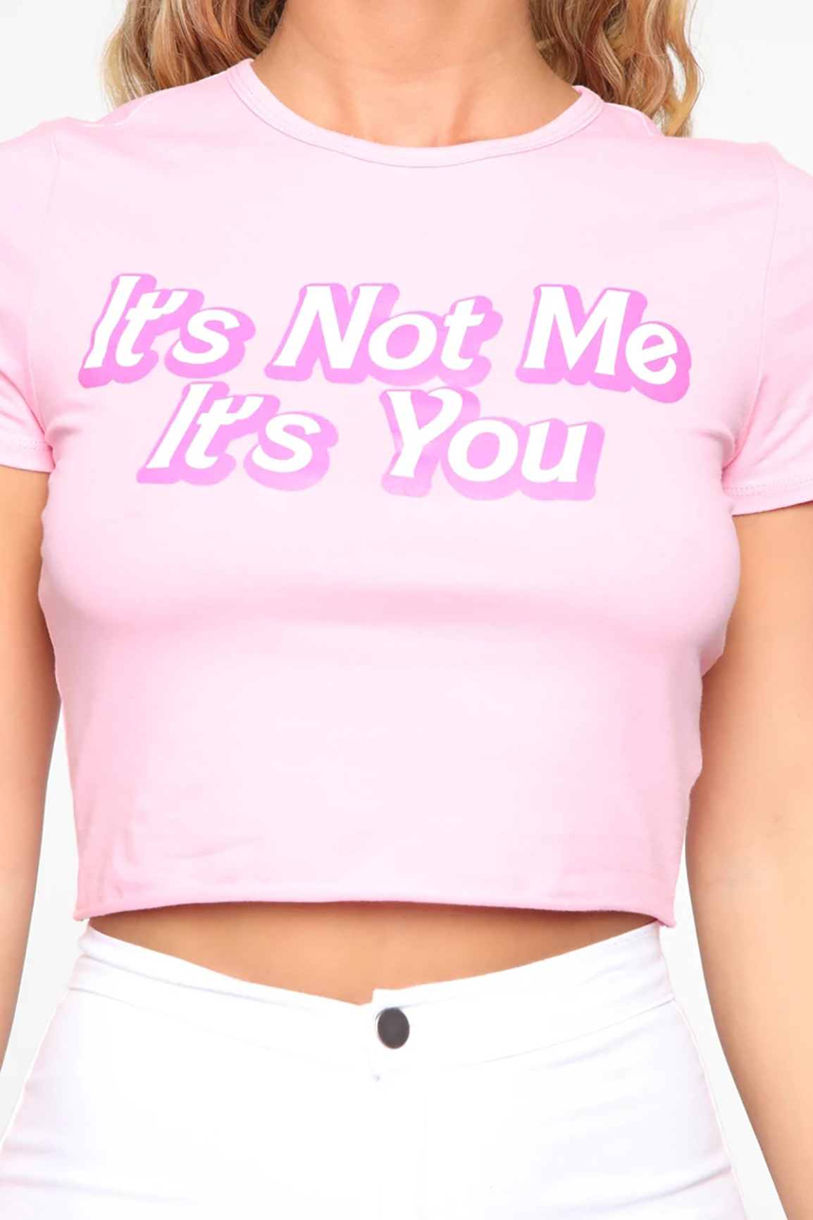 Pink printing high waist short sleeve shirt Europe and the United States slim and match crop T-shirt wholesale