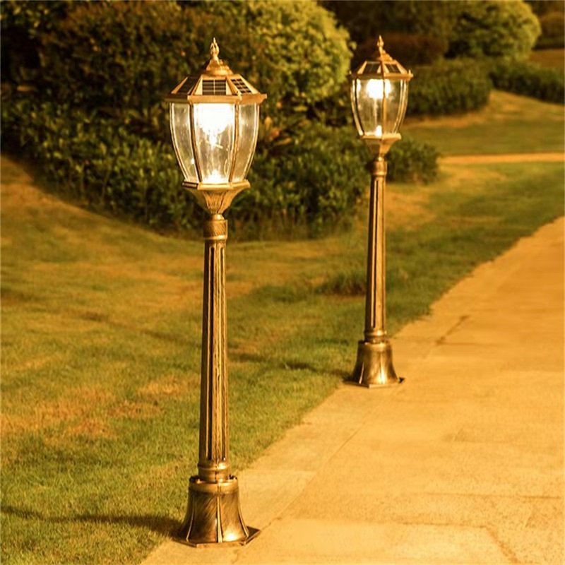 OUFULA Outdoor Retro Lawn Lamp Lights Classical Bronze Waterproof Home for Villa Path Garden Decoration