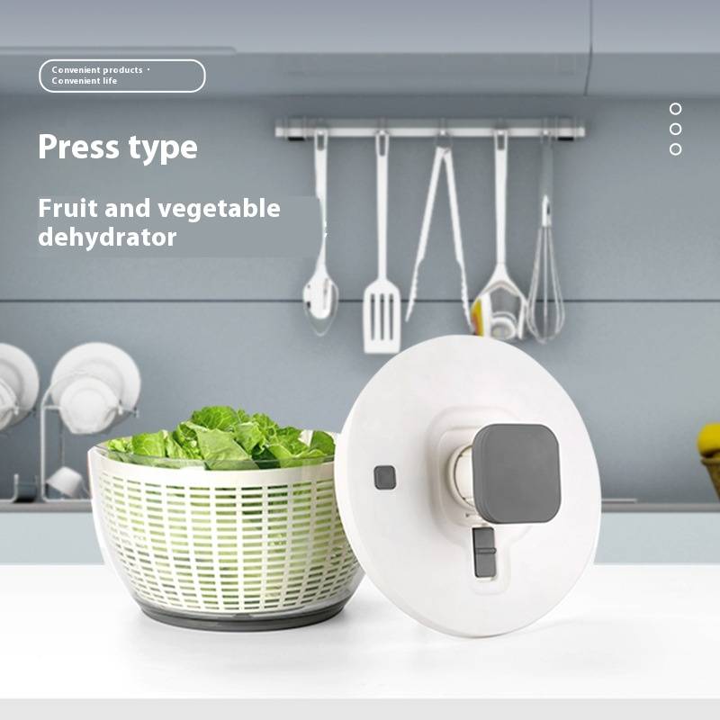 Press Type Vegetable Fruit Spinner Dryer Large Capacity Kitchen Salad Strainer Water Remover