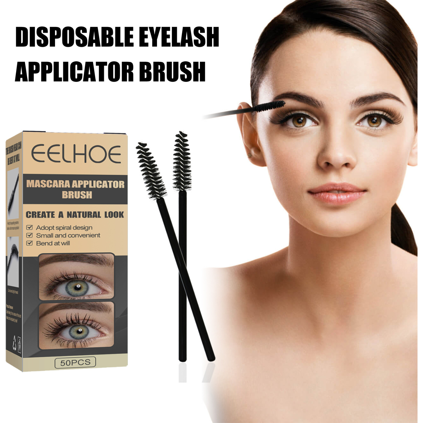 50 PCS Disposable Eyelash Brush Mascara Brushes Makeup Brushes Kits for Eye Lashes Extension Eyebrow and Makeup