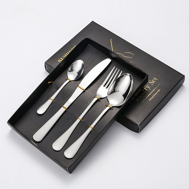 4-piece stainless steel cutlery set, knife, fork and spoon 4-piece gift box set