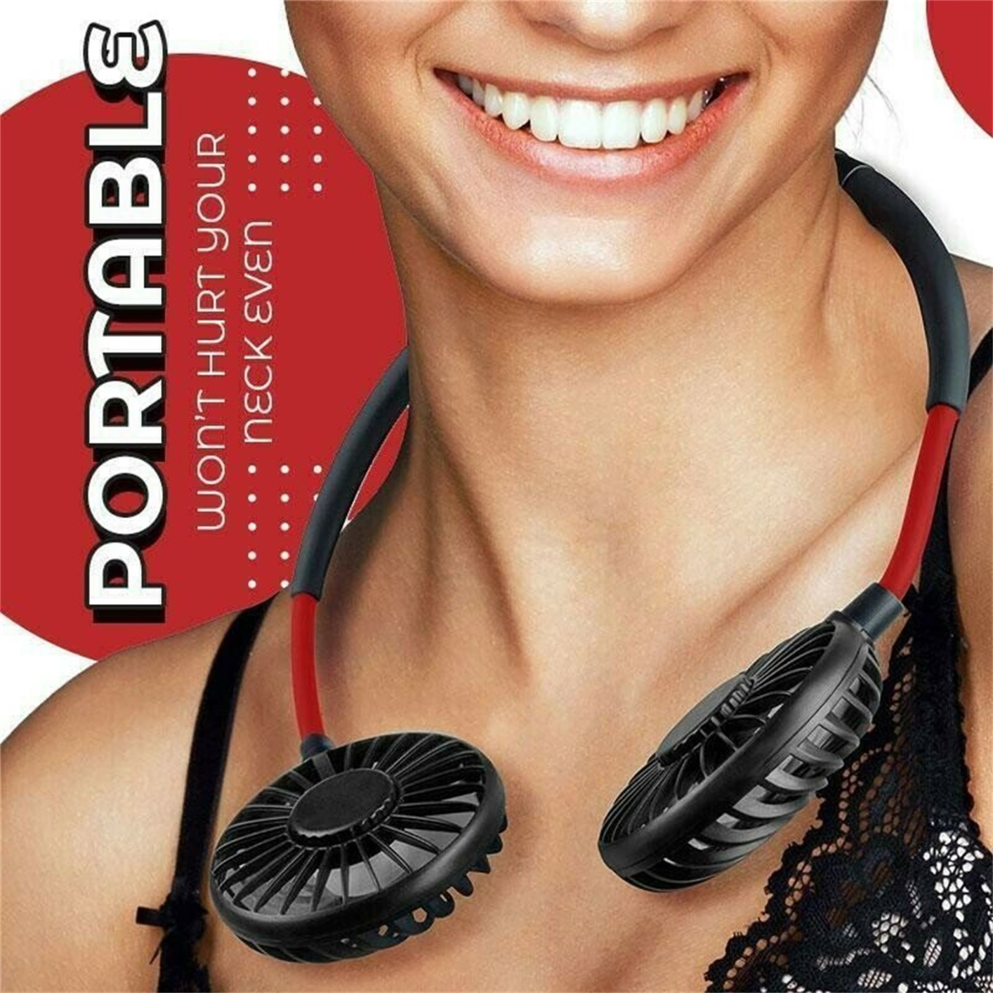 Neck Fan Portable Face Fan Personal Usb Hands-Free Mini Wearable Sports Handheld Cooling Small New Fans Around Your Neck For Travel Office Room Household Outdoor Sports
