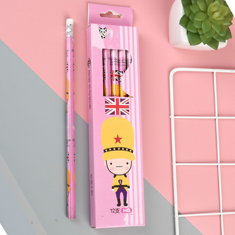 5pcs/lot Cute Cartoon British Soldiers HB Standard Wooden Pencil Student Stationery Writing Drawing Pencils School Office Supply