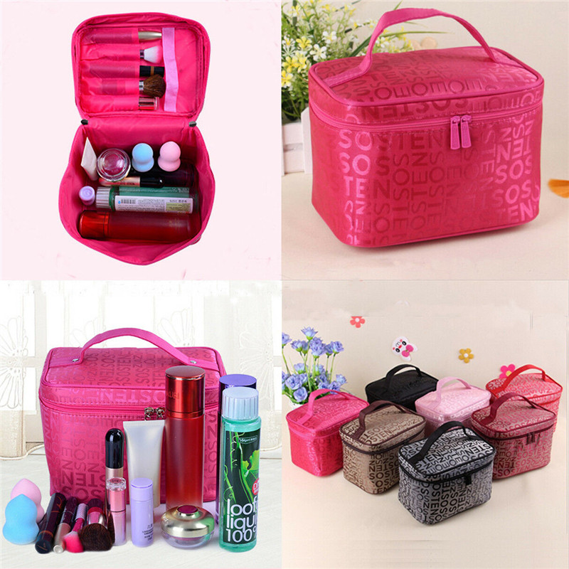 Multifunction Women Cosmetic Bag Travel Toiletries Storage Organize HandBag Polyester Waterproof Female Brush MakeUp Case