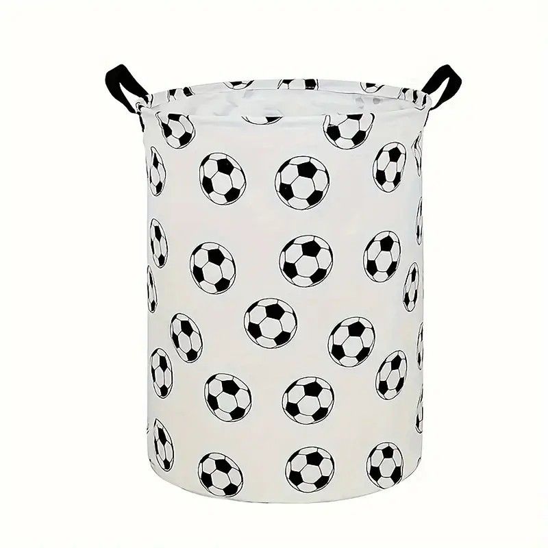 Large Capacity Foldable Fabric Storage Basket with Dual Carry Handles, Stylish Printed Pattern Round Organizer Bin, Lightweight Collapsible Household Storage Bag for Daily Clothes, Toys, Sports Goods and Household Sundries Multi-scene Home Storage Use