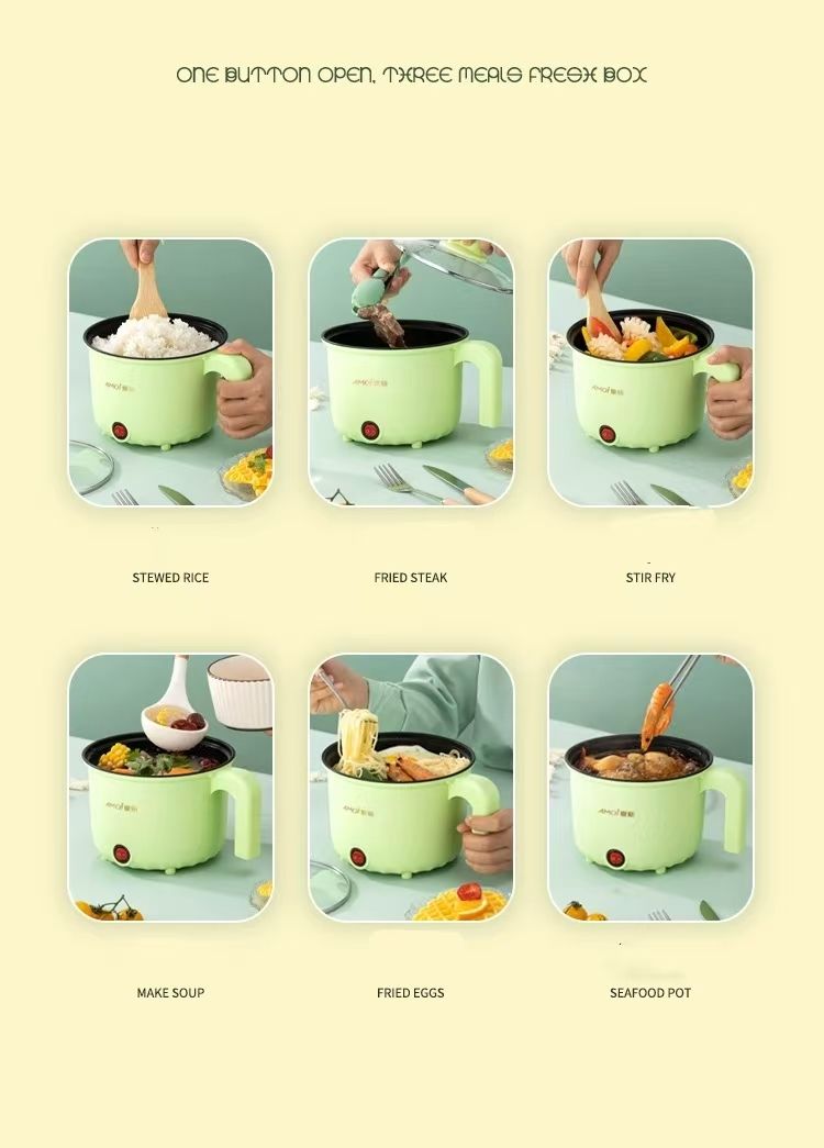 XIAXIN multifunctional electric cooking pot with steamer, portable cookware,stew,boil,saute,fry,steam,1.8L