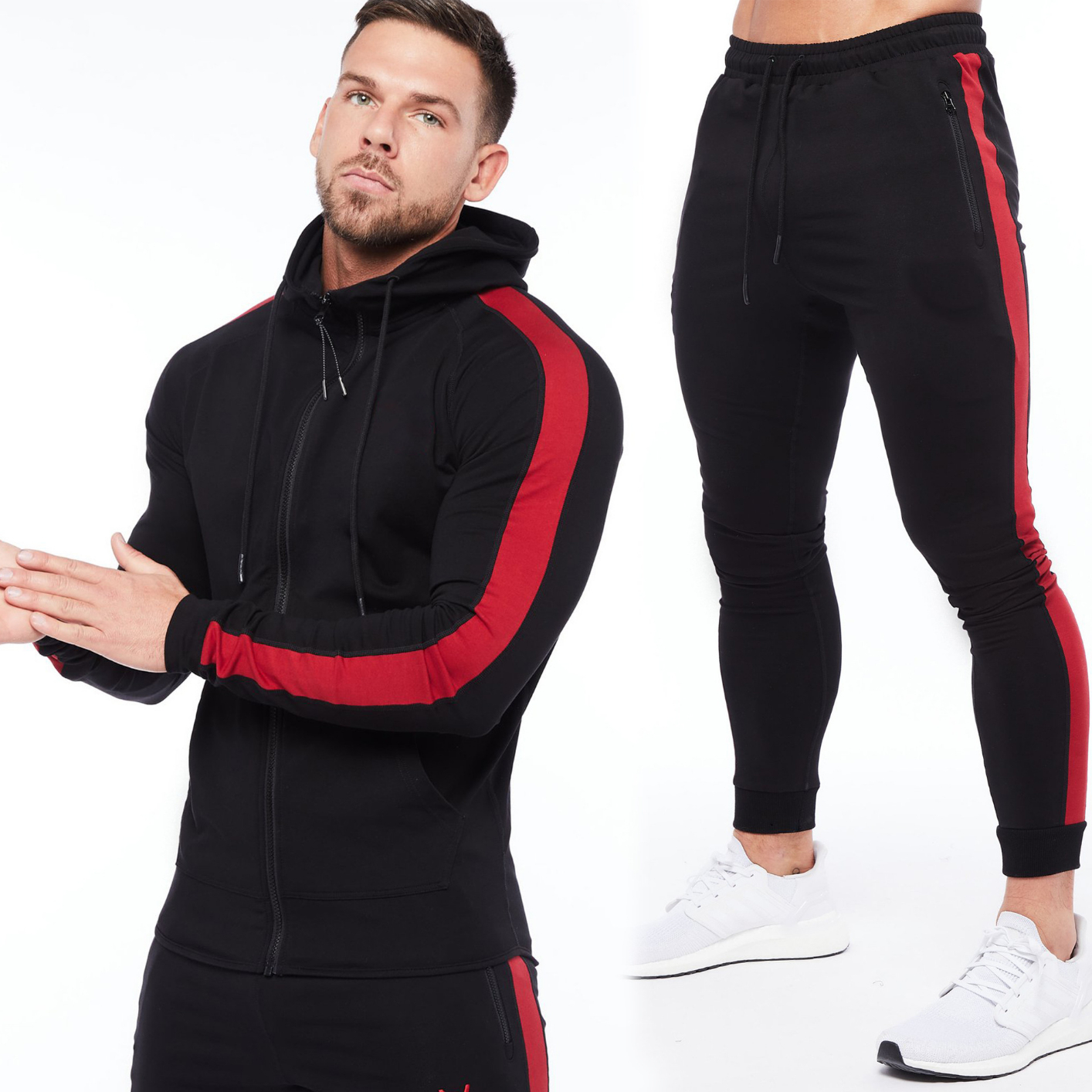 Men's Sweater Trousers Autumn Sports Men's Stretch Slim Running Outdoor Leisure Two-piece