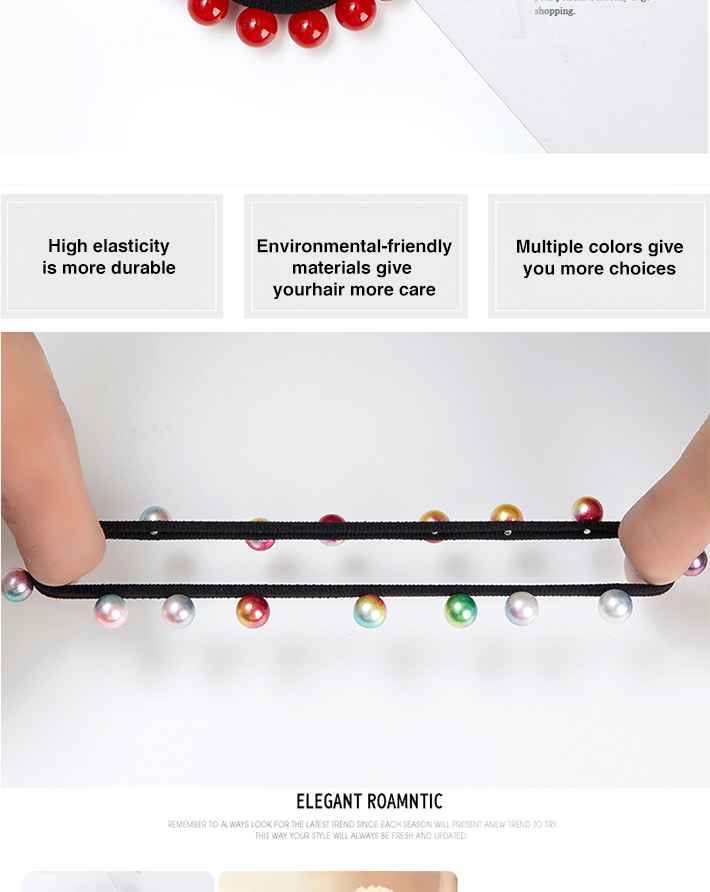 Tospino Women Red Small Pearl Seamless Elastic Hair Band Hair Circle Rope 50pcs