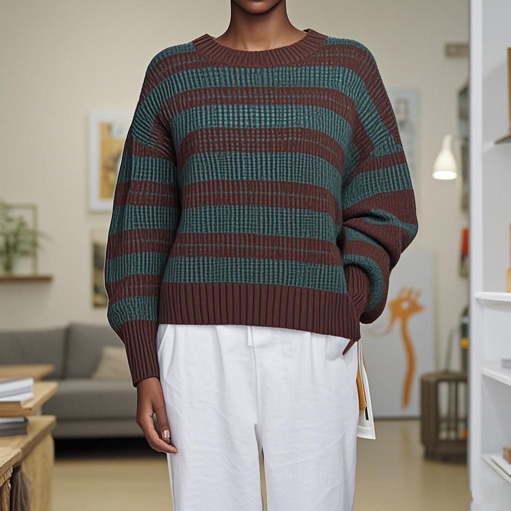 Wool knit Sweater Round Neck Knit Top Women's Sweater