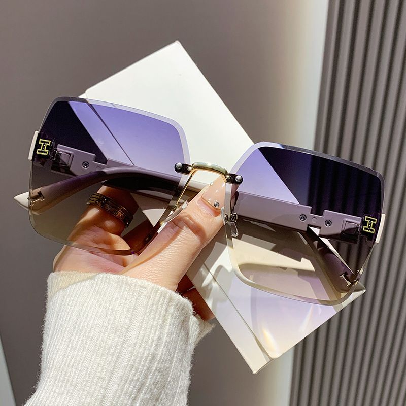 078 7710 90167 Women's Fashion Frameless Sunglasses, Sun Protection Sunglasses