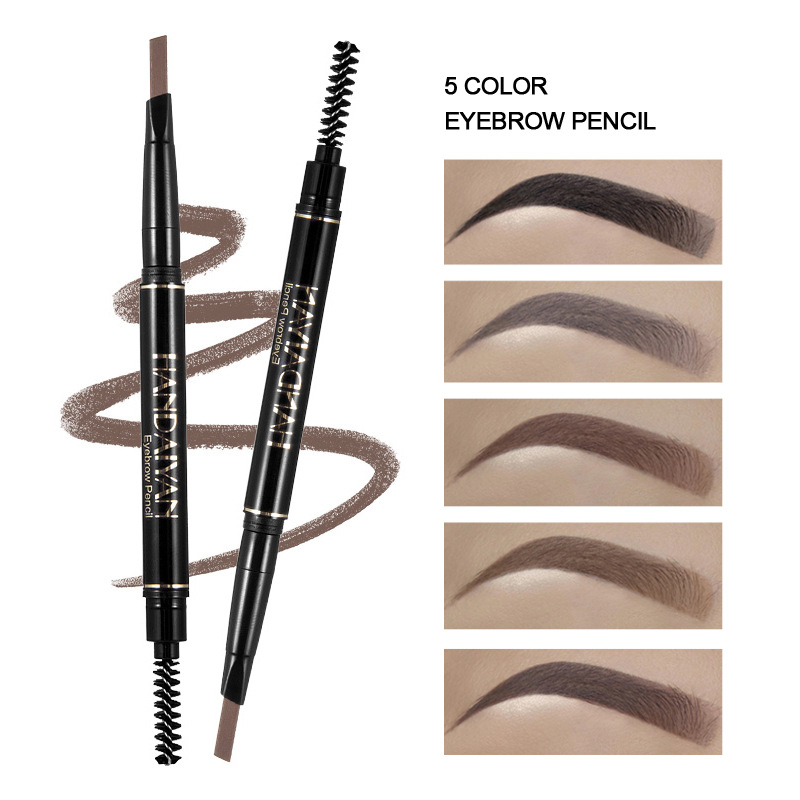 CRRshop free shipping hot sale Makeup female five-color double-head automatic rotation eyebrow pencils with brush waterproof non-strike dye triangular eyebrow pencil present