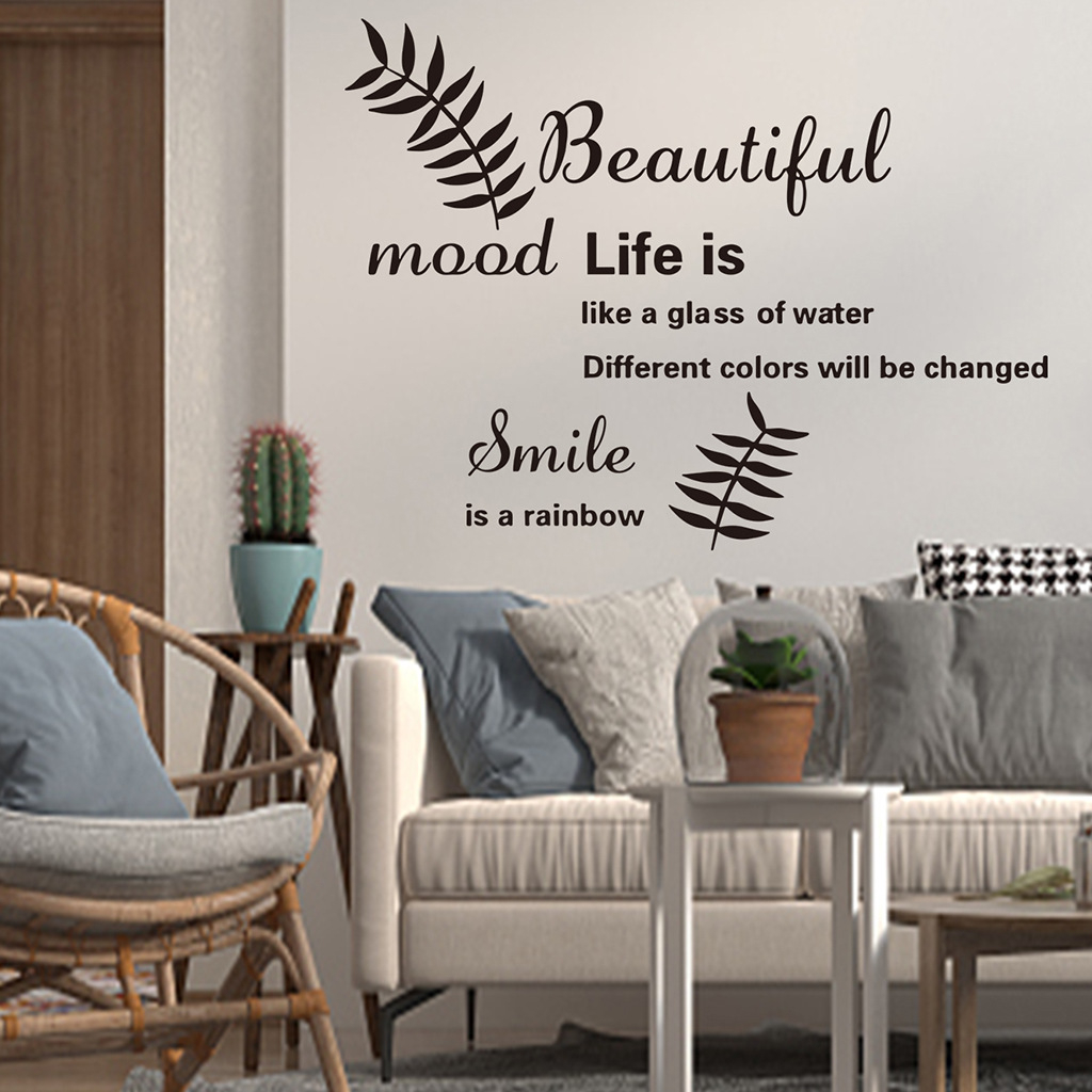 JS-N1085 Beautiful Mood Life Home Decal Family Vinyl Wall Sticker Quotes Lettering Words Living Room Backdrop Decorative Decor