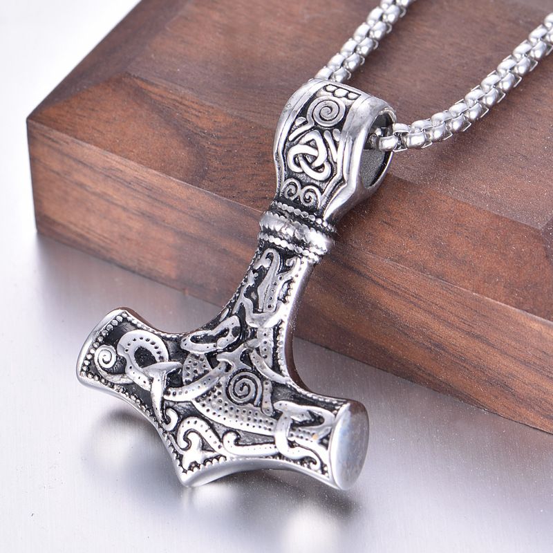 Necklace Personalized and Creative Titanium Steel Thor's Hammer Necklace Stainless Steel Jewelry CRRSHOP free shipping pendant necklace 60cm titanium steel chain