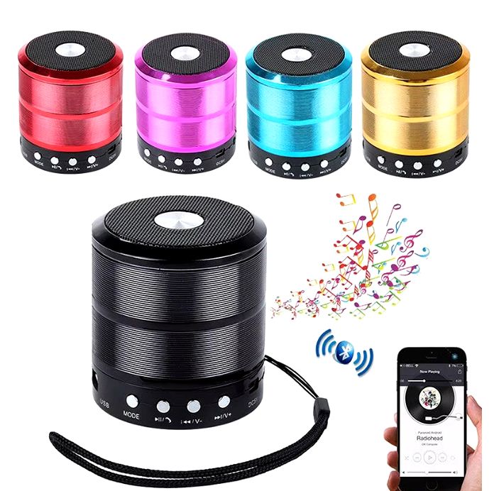 WS-887 Portable Mini Speaker with AUX Cable Wireless BT 5.0 Audio FM Radio Subwoofer TF Card USB Support for Speakers Lovers 3W