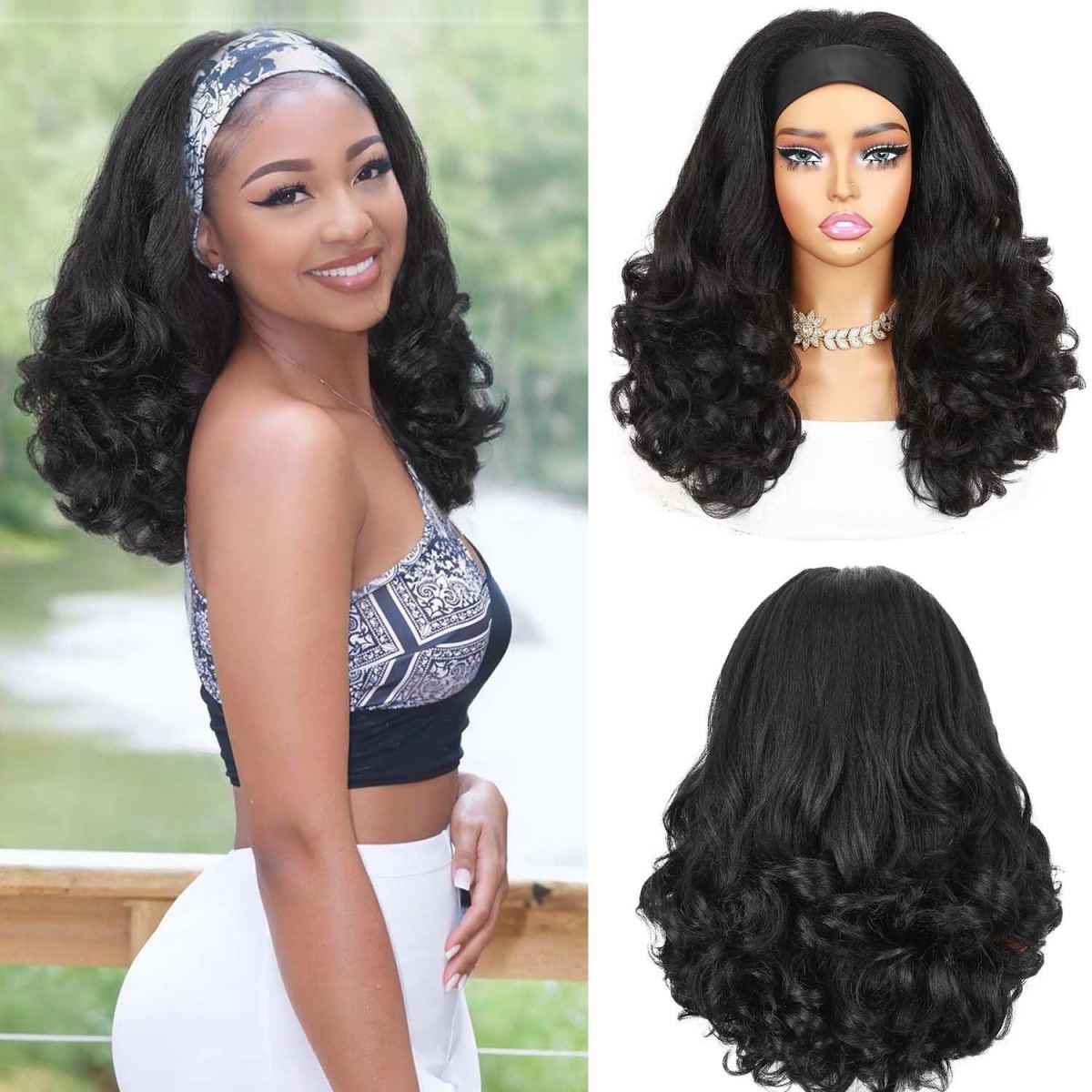 New  Women Black Ice Silk Small Curly Wig Natural Fluffy Long Wave Wig Heat Resistant Synthetic Fashion Full Wig for Daily Party Use