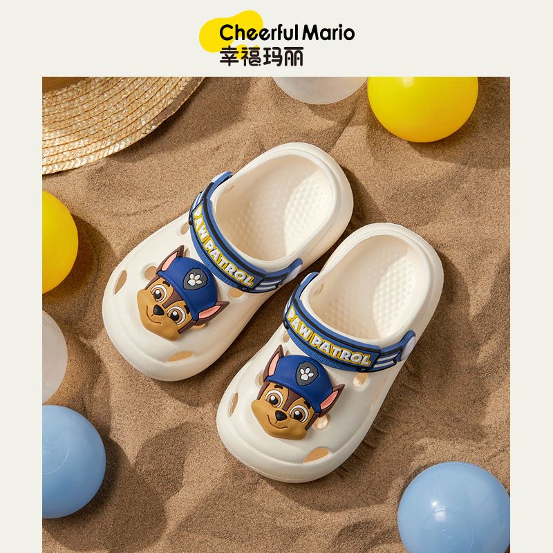 Happy Mary Barking team Crocs men's and women's summer cartoon Baotou shoes soft soles non-slip children's slippers for little children