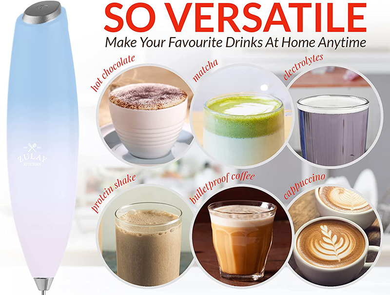 Ultron Milk Frother Electric - Battery Powered Coffee Blender Handheld - Easy to Use Coffee Blender Frother - Portable Mini Blender for Cappuccino, Smoothie, Matcha, Hot Chocolate, Mini Foamer