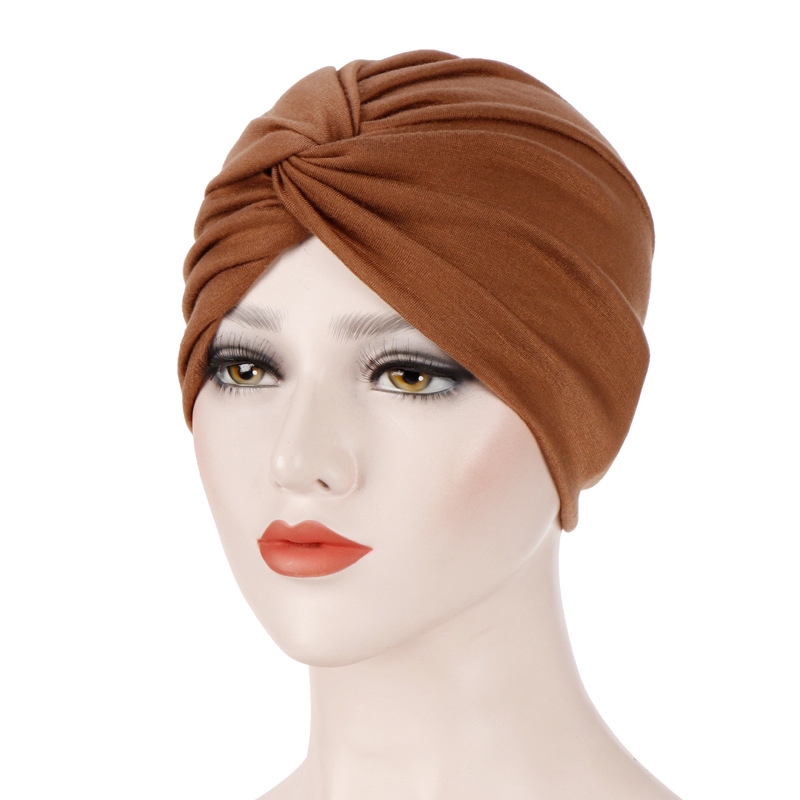 women's pleated stretch-ruffled hat forehead crossover candy-colored cap