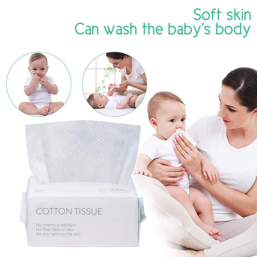 Disposable Face Towel, Facial Eye Nail Make up Removing Cotton Tissue, Multipurpose Cotton Towel Tissue for Skin Care, Reusable Cotton Pads, Wet & Dry Use
