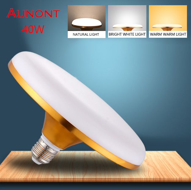 AUNONT LED 40W UFO lamp, E27 screw, ultra-bright home energy saving lamp, living room and bedroom light source, factory lighting bulb