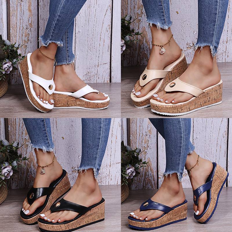 2025 new large size spot wedges flip-flops women's slippers