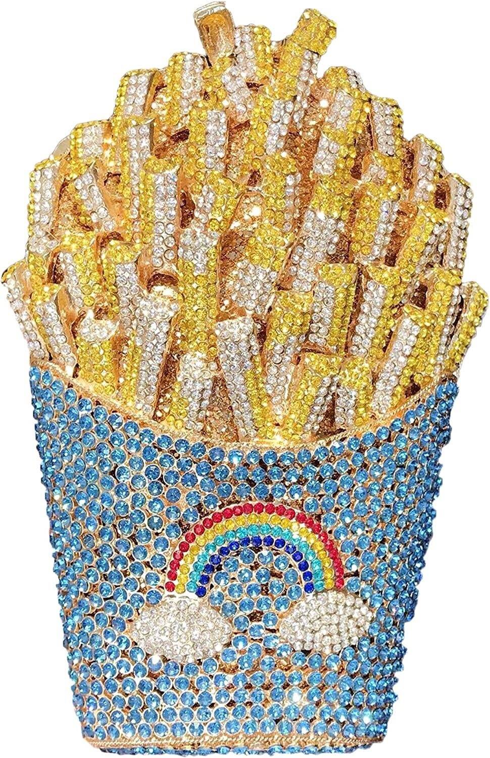 Woman French Fries Crystal Evening Bag