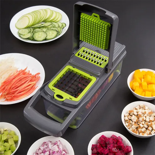 TOPKID Vegetable Fruit Cutting Dicer Slicer Cutter Chopper Tool Set, Vegetable Chopper Cutting Tool Container Drain Bowl Draining Basket, Dicer Onion