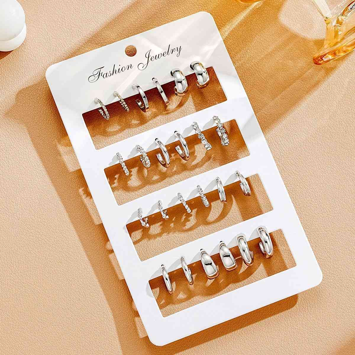 5937302 24 Pcs Hoop Earrings Set for Women Girls Multipack Hypoallergenic Gold Silver Color Fashion Chunky Dangle Earrings Jewelry Gift