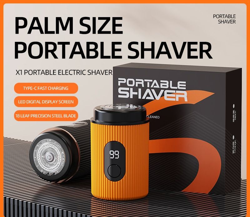 New Mini Portable Electric Shaver with Smart Digital Battery Display, USB Fast Rechargeable Cordless Shaving Razor, Waterproof Low Noise Pocket Shaver for Travel Car Home Daily Men Grooming