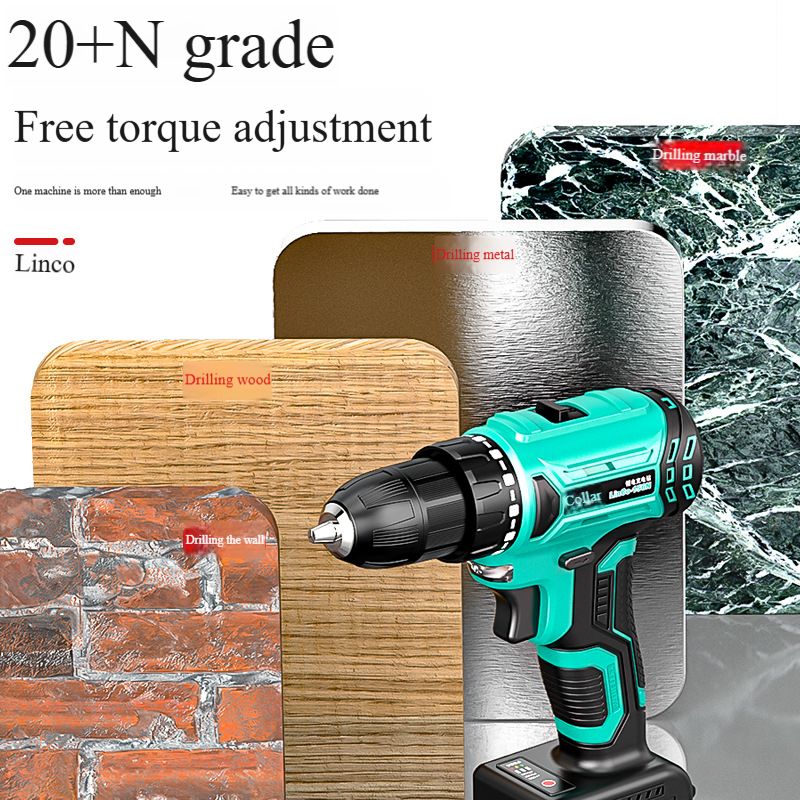Brushless hand drill impact drill rechargeable dual speed lithium battery to 48V pistol drill power tool screwdriver
