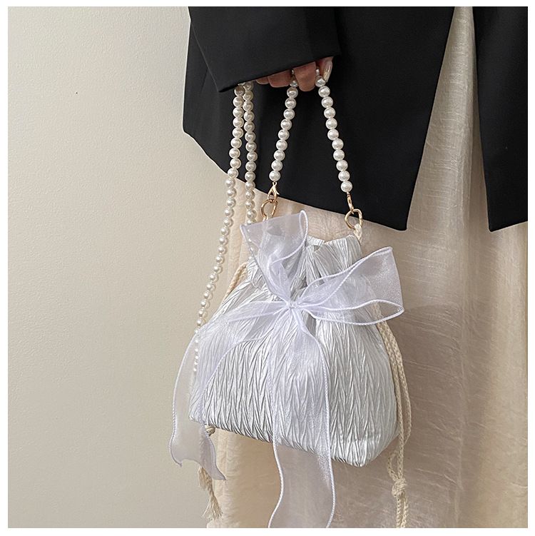 2025 Summer Trendy New Women's Bag, Pearl Pleated Crossbody Bag for Women, Fashion Versatile Single-Shoulder Bag, Korean Niche Texture Ladies' Bag