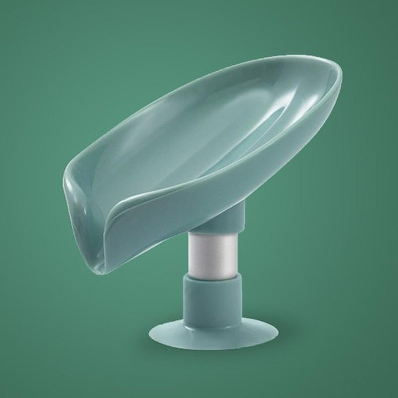 Leaf Shaped Soap Holder Shower Soap Shelf Bath Soap Box Vertical Suction Cup Laundry Soap Dish Storage Tray Bathroom SuppliesGreen