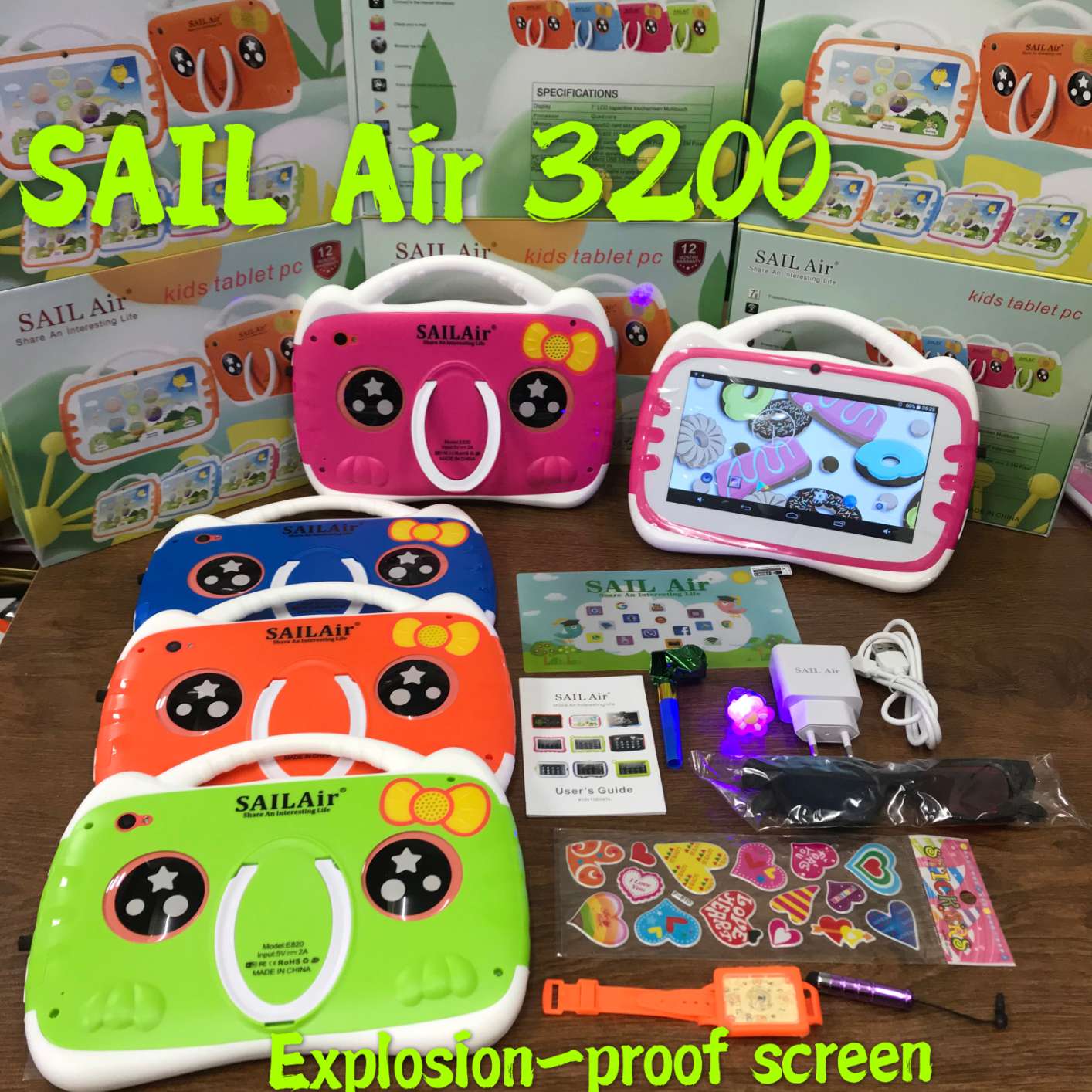 Tempered Explosion-Proof Screen SAIL Air Pad Anti Break Cheap Android 7 inch Game Tab Gift for Child Education Kids Tablet PC