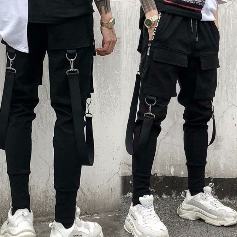 GJ Side Pockets Pencil Pants Men's Hip Hop Patchwork Ripped Sweatpants Outdoor Sportswear Sport Work Casual Joggers Pants Trousers