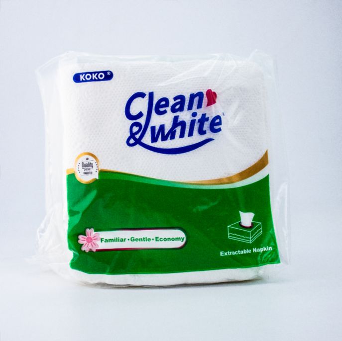 KOKO Clean White Extractable Tissue Napkins - 300 x 300mm 1 Ply - Super Absorbent