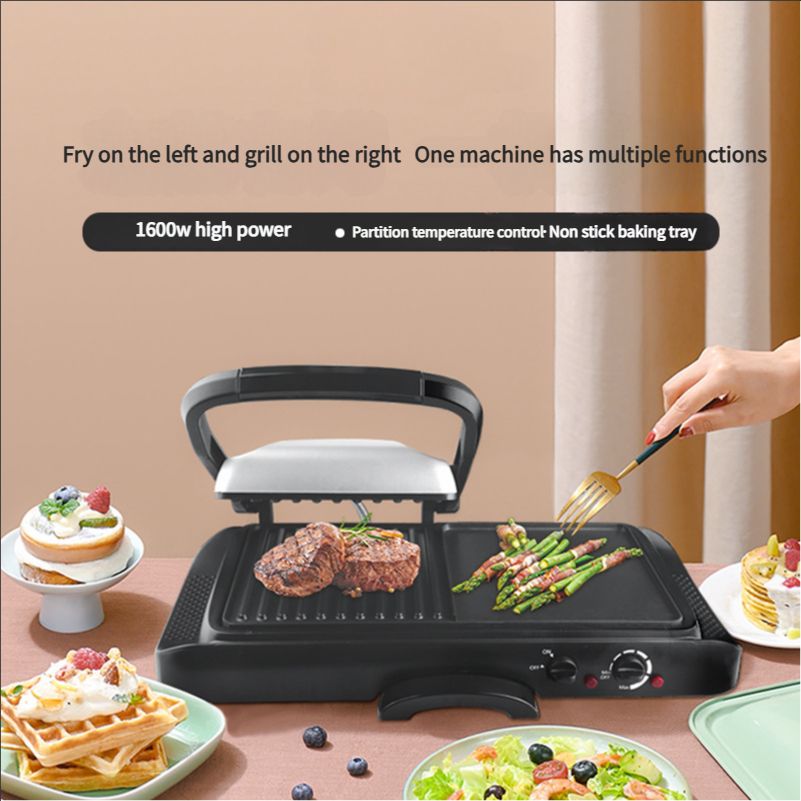 Household electric baking tray barbecue oven dual temperature frying tray grilling tray two in one multifunctional electric baking tray non-stick barbecue oven frying tray