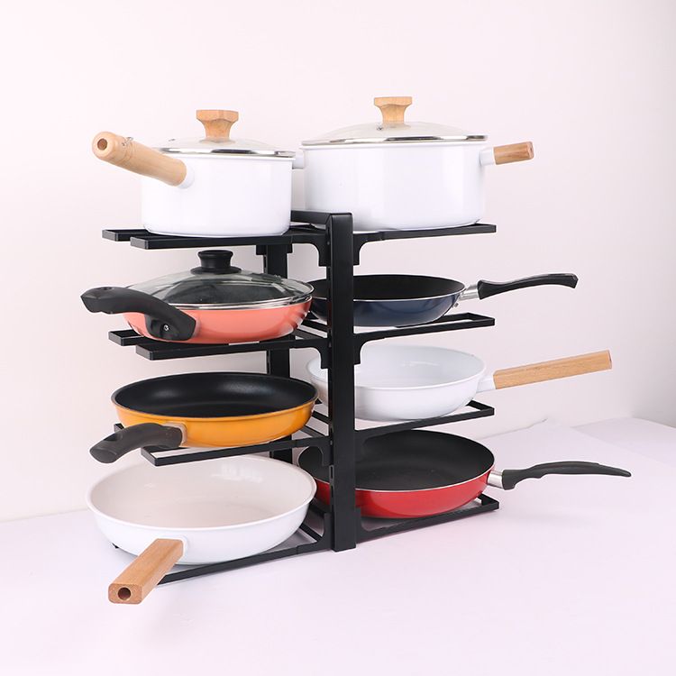 Kitchen pot rack countertop, adjustable drain trough storage rack, multi-layer kitchen pot multifunctional storage rack