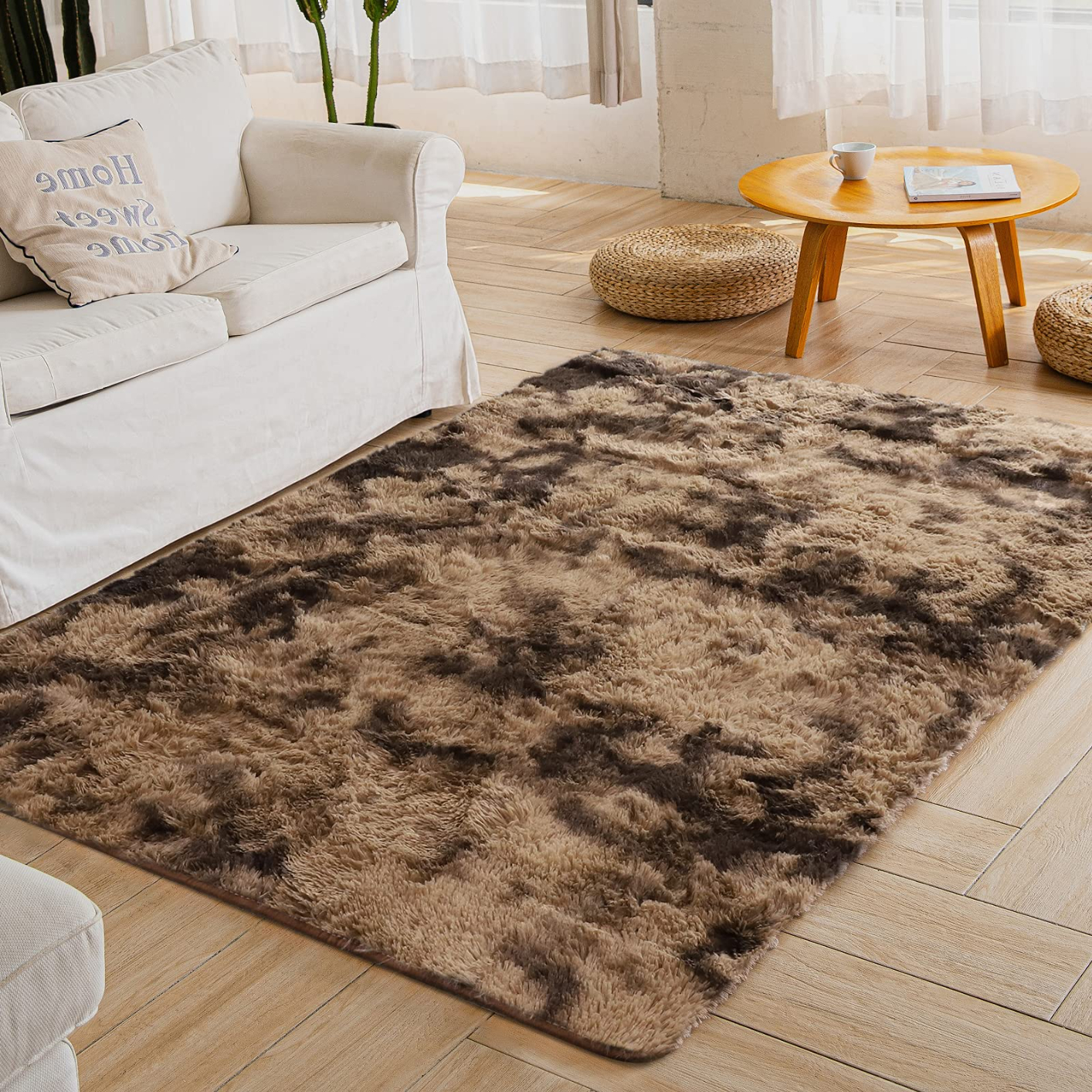 Tie Dye Area Rug for Bedroom Living Room Fluffy Shaggy Gradient Faux Fur Carpet for Kids Adults Fuzzy Plush Home Decor Floor Mat