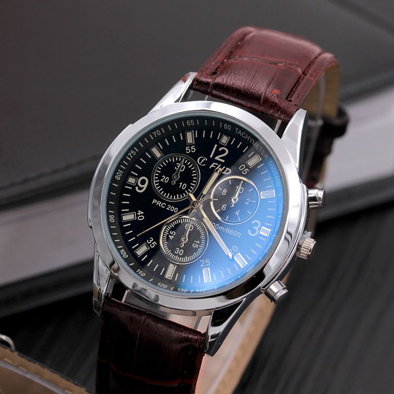Men's Fashion Blue Light Glass Wrist Watch Leisure Quartz Watch
