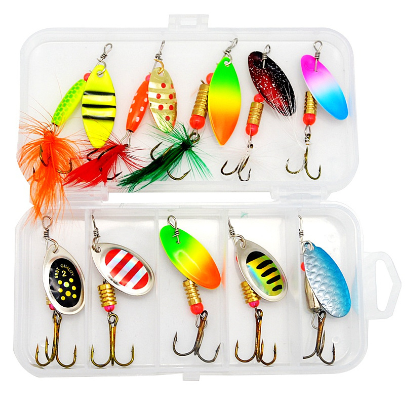 10pcs Spoon-bait Crank-baits Fishing Wobblers for Pike Crochet Kit Artificial Bait Metal Spoon Spinner Fishing Lure Lures