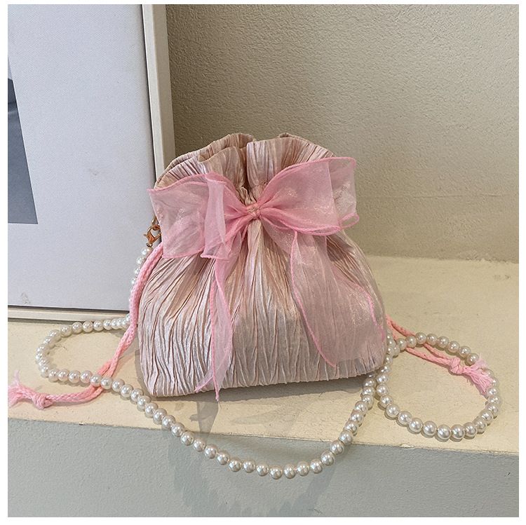 2025 Summer Trendy New Women's Bag, Pearl Pleated Crossbody Bag for Women, Fashion Versatile Single-Shoulder Bag, Korean Niche Texture Ladies' Bag