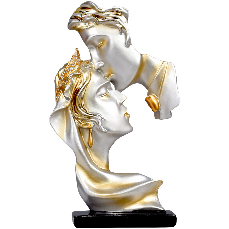  Character Couple kiss Statue,Modern and Simple Resin Things,Wedding Creative Abstract Figurine Sculptures for Entrance,Creative Room Home,Office Study Piano Decor Gift Decoration