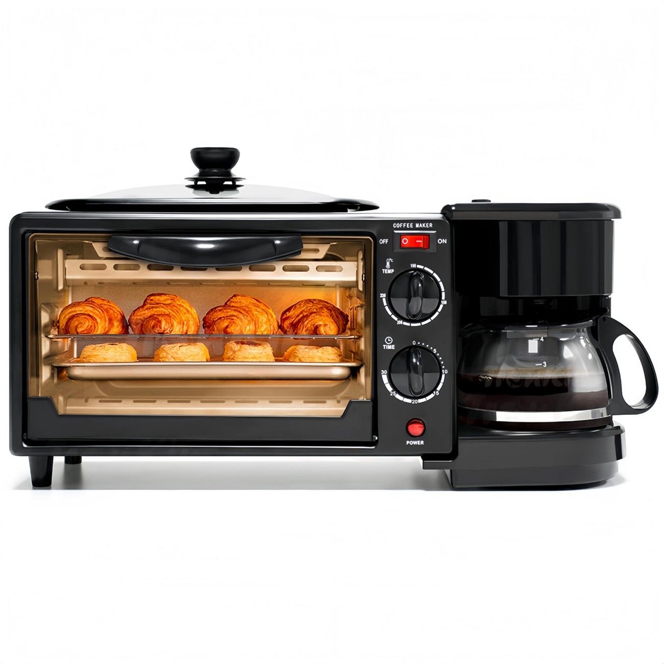 Multifunctional Digital Air Fryer+ Rotisserie, Dehydrator, Convection Oven,Breakfast Machine with Coffee Maker 17 Touch Screen Presets Fry, Roast, Dehydrate, Bake, XL 10L Family Size, Auto Shutoff, Large Easy-View Window, Black

