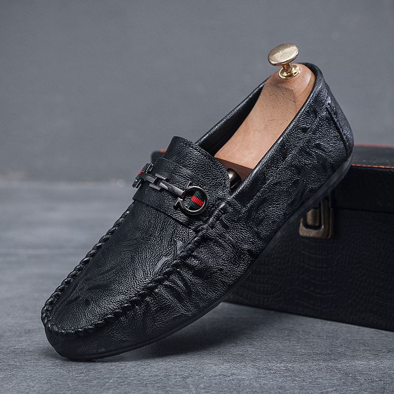 Spring new casual shoes men's bean shoes low top driving slip-on loafers leather shoes loafers A39