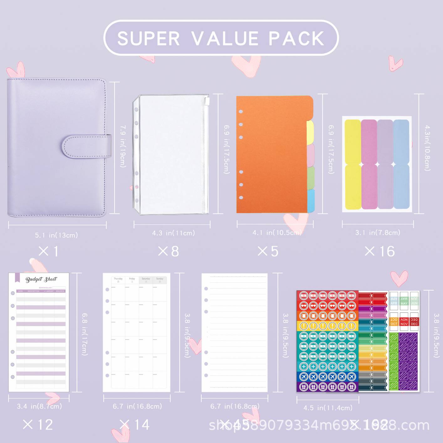 XJYS-010 A6 PU Leather Budget Binder Notebook Cash Envelopes System Set,with Binder Pockets for Money Budget Saving Bill Organizer