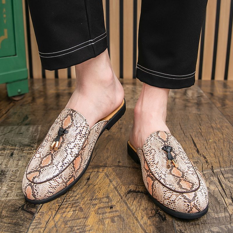 Youth Men Leisure Cool Mules Man Summer Slippers Fashion Casual Leather Loafers Flats Shoes Pu Breathable Slip On Footwears For