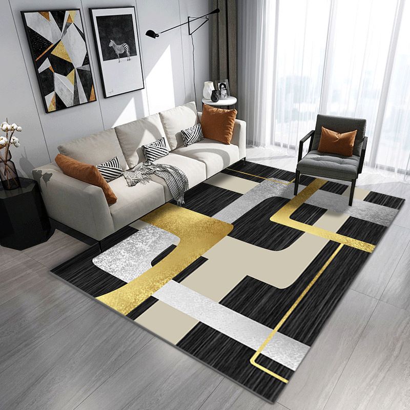 Crystal velvet carpet, living room carpet, geometric patterned sofa and coffee table mat, anti slip floor mat