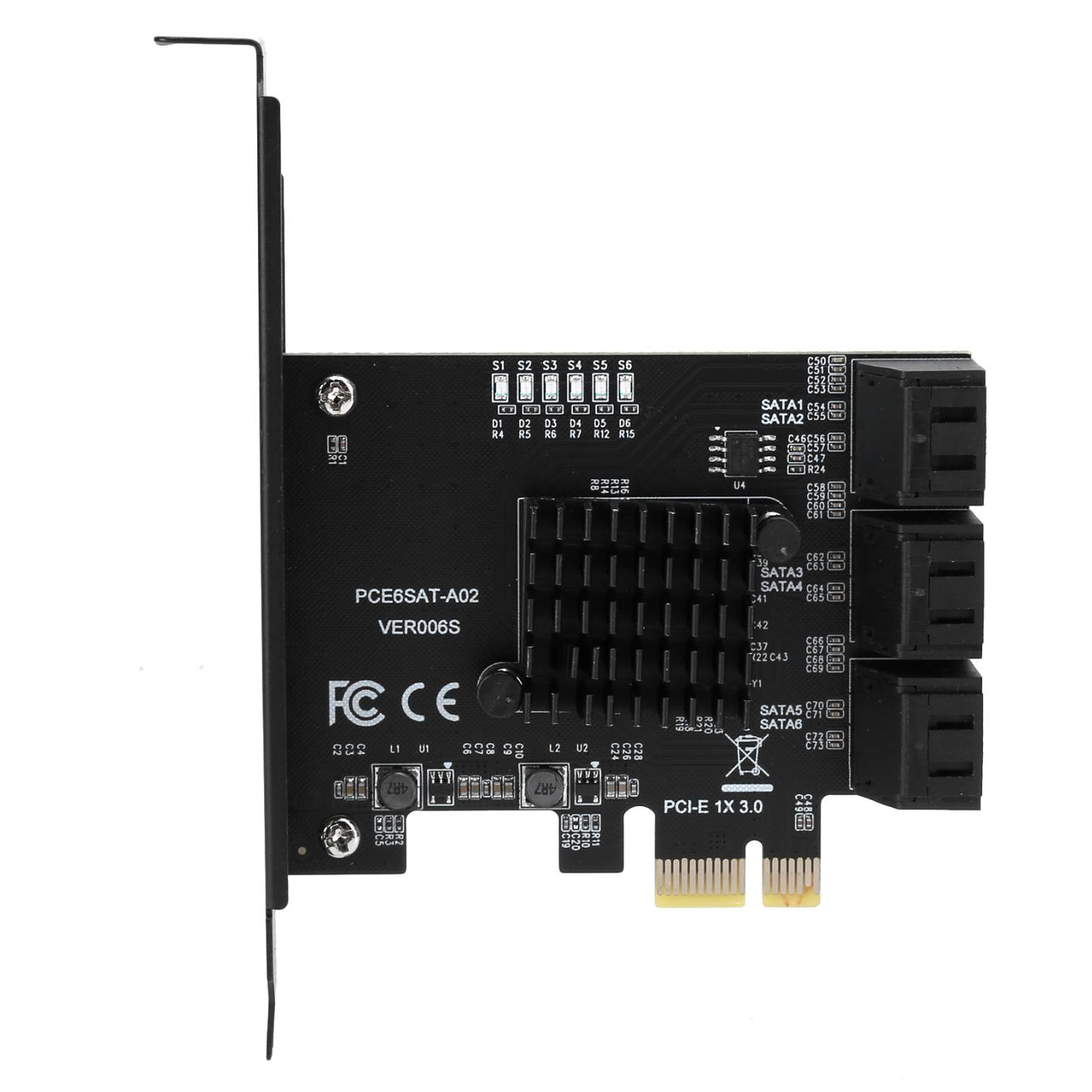 Expansion Card PCI‑E to 6‑Port SATA3.0 Hard Disk 6G ASM1166 Master GEN3 1 x Interface
