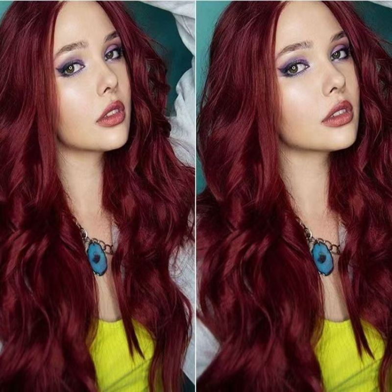 Wig European and American wigs for women long wavy curly hair wigs for women hair wigs high temperature silk chemical fiber headpieceLight brown