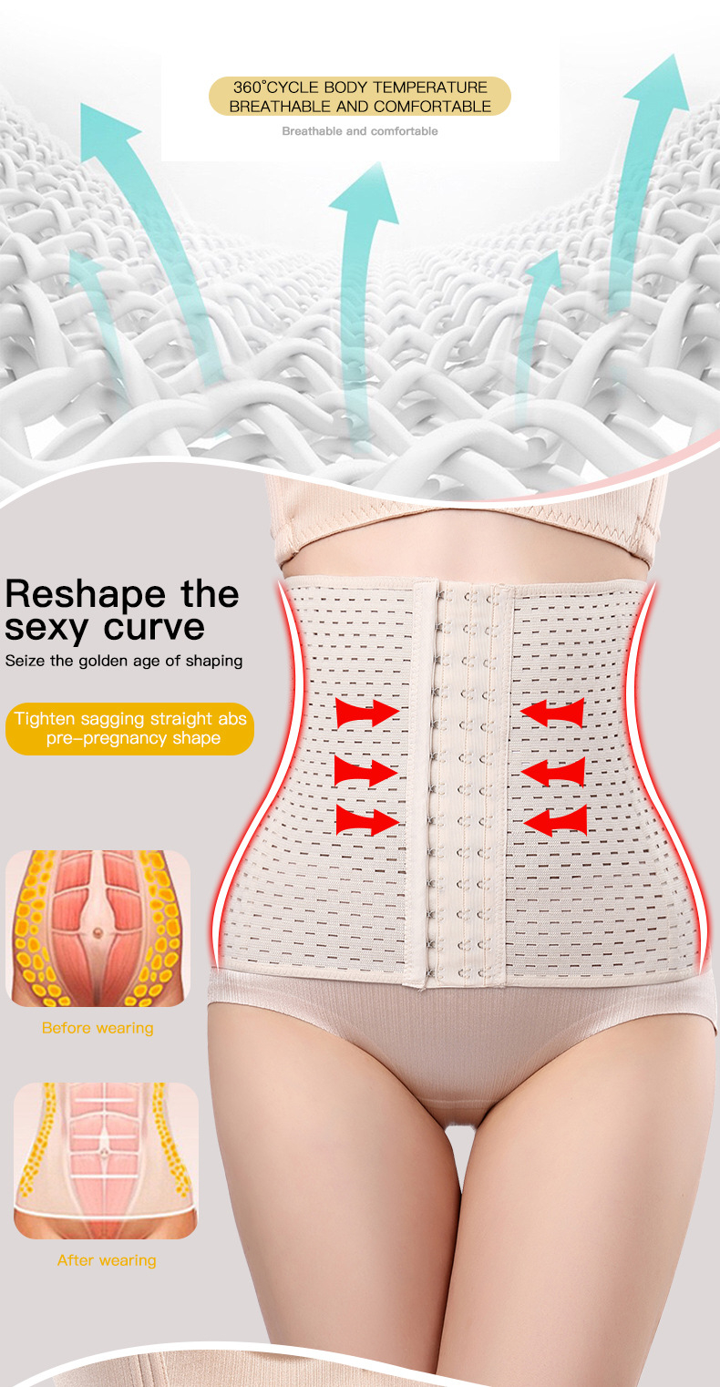 Abdominal band female fitness postpartum abdominal band waist band hollow out breathable plastic belt body shaping underwear sports waist seal